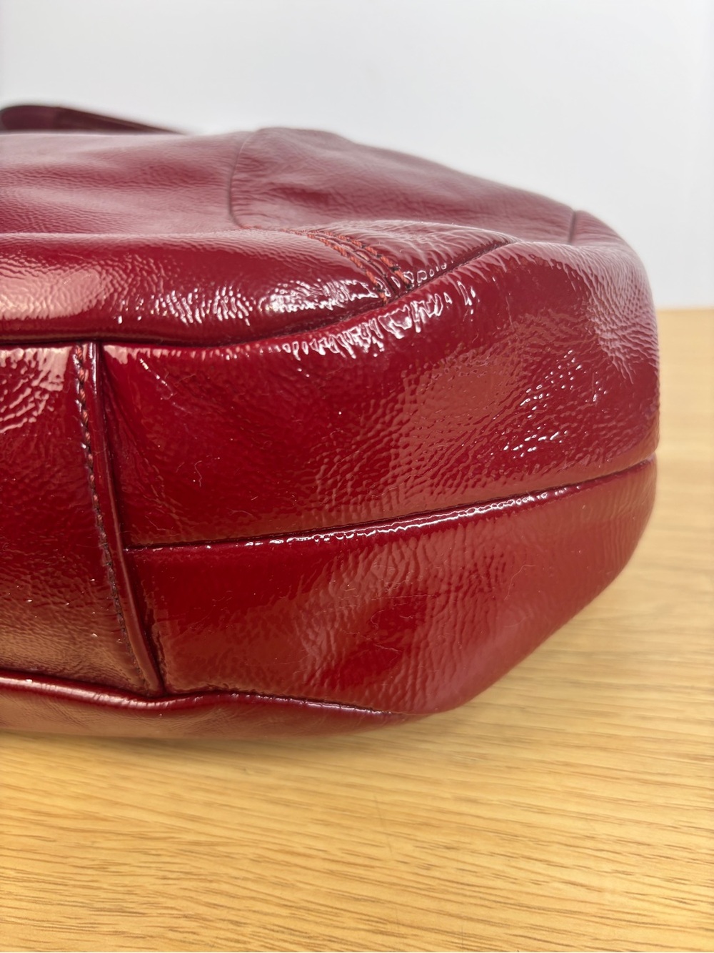 Vintage Coach Soho Deep Red Patent Leather Hobo Shoulder Bag w/Scarf 19703 - Picture 13 of 16